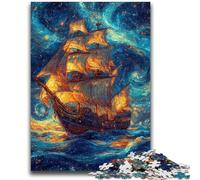 JigsawPuzzle 1000 Pieces for Teenagers Pirate Ship Toy Intellectual Game for Home Decoration for Age 14 Years Up 26x38cm