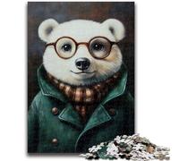 JigsawPuzzle 1000 Pieces for Teenagers Polar Bear in Windbreaker for Educational Game Challenge Toy Deal As Gifts for The Whole Family 50x75cm
