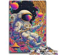 JigsawPuzzle 1000 Pieces for Teenagers Psychedelic Astronaut Difficult And Challenge with Matching Poster And Trivia Sheet for Age 14 50x75cm