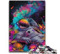JigsawPuzzle 1000 Pieces for Teenagers Psychedelic Astronaut Vibrant And Unique Design Relaxing & Challenging Puzzle Experience 26x38cm