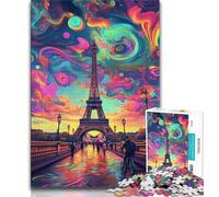 JigsawPuzzle 1000 Pieces for Teenagers Psychedelic Eiffel,Help The Brain Exercise Addictive Toys to Cultivate Patience Gift For Birthdays 38x26cm