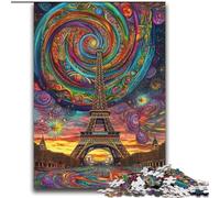 JigsawPuzzle 1000 Pieces for Teenagers Psychedelic Eiffel,Toys Educational Games Stress Relieving Unique Home Decor And Gifts 38x52cm