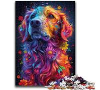 JigsawPuzzle 1000 Pieces for Teenagers Psychedelic Golden Retriever Toy Intellectual Game for Home Decoration for Age 14 Years Up 50x75cm