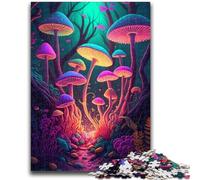 JigsawPuzzle 1000 Pieces for Teenagers Psychedelic Mushrooms Difficult And Challenge with Matching Poster And Trivia Sheet for Age 14 26x38cm