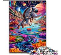 JigsawPuzzle 1000 Pieces for Teenagers Psychedelic Smoke Astronaut, Stress Relief with Fully Interlocking Randomly Shaped Pieces for And 14 Years Old (Size 26x38cm)
