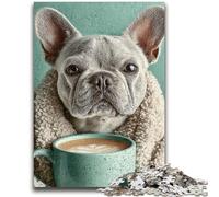 JigsawPuzzle 1000 Pieces for Teenagers Pug Drinking Coffee Vibrant And Unique Design Relaxing & Challenging Puzzle Experience 50x75cm
