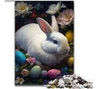 JigsawPuzzle 1000 Pieces for Teenagers Rabbit Easter Bunny Animal, Toy Intellectual Game Enhance Love between Couples for Ages 14+ (Size 26x38cm)
