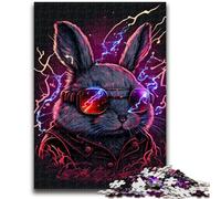 JigsawPuzzle 1000 Pieces for Teenagers Rabbit Neon Stress Reliever Difficult Challenge Deal As Gifts for The Whole Family 38x26cm