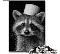JigsawPuzzle 1000 Pieces for Teenagers Raccoon Playing with Toilet Paper,Help The Brain Exercise Addictive Toys to Cultivate Patience Enhance Memory 38x26cm