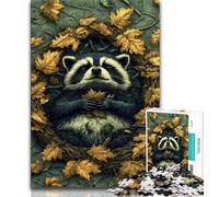 JigsawPuzzle 1000 Pieces for Teenagers Raccoons in Autumn,Brain Intelligence Challenge Addictive Toys Birthday Present,Gifts,Wall Art 75x50cm