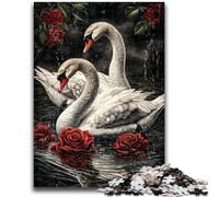 JigsawPuzzle 1000 Pieces for Teenagers Rose And White Swan, for 14+ Challenging Game As A Gift for The Whole Family And Friends 26X38CM
