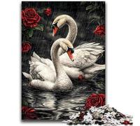 JigsawPuzzle 1000 Pieces for Teenagers Rose And White Swan Learning Educational Toys Family Games Enhance Love between Couples 26X38CM
