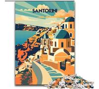 JigsawPuzzle 1000 Pieces for Teenagers Santorini Sunlit Domes,Brain Intelligence Challenge Addictive Toys Birthday Present,Gifts,Wall Art 38x26cm