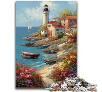 JigsawPuzzle 1000 Pieces for Teenagers Seaside Lighthouse, Suitable for People Aged 14 And Above Educational Games Secret Santa Gifts 50X75CM