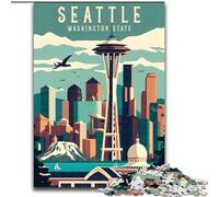 JigsawPuzzle 1000 Pieces for Teenagers Seattle Washington Travel,Help The Brain Exercise Addictive Toys to Cultivate Patience Gift For Birthdays 38x26cm