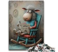 JigsawPuzzle 1000 Pieces for Teenagers Sheep Reading Newspaper, Suitable for People Aged 14 And Above Educational Games Secret Santa Gifts 50X75CM