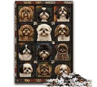 JigsawPuzzle 1000 Pieces for Teenagers Shih Tzu Dogs Collage Family Game Stress Reliever Difficult Challenge Artists Collection, Fine Art 50x75cm