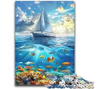 JigsawPuzzle 1000 Pieces for Teenagers Ship Sailing on The Ocean Family Game Stress Reliever Difficult Challenge Artists Collection, Fine Art 26x38cm