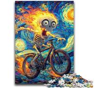 JigsawPuzzle 1000 Pieces for Teenagers Skeleton Riding A Bicycle for Age 14+ Quiz Game Fun at Home Activities, Birthday Present,Travel Gifts 26x38cm