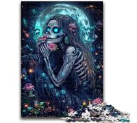 JigsawPuzzle 1000 Pieces for Teenagers Skull Girl Under The Moon Family Game Stress Reliever Difficult Challenge Artists Collection, Fine Art 50x75cm