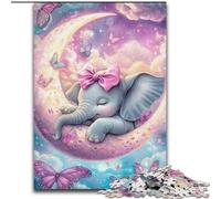 JigsawPuzzle 1000 Pieces for Teenagers Sleeping Baby Elephant Challenging Game And Family Play A Work of Art for Age 14 (size 50x75cm)