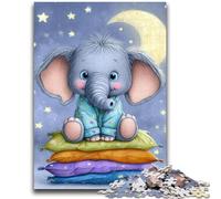 JigsawPuzzle 1000 Pieces for Teenagers Sleeping Baby Elephant Challenging Game Toys for Is Ideal As A Gift for The Whole Family 26x38cm