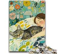 JigsawPuzzle 1000 Pieces for Teenagers Sleeping Cat Vibrant And Unique Design Relaxing & Challenging Puzzle Experience 50x75cm