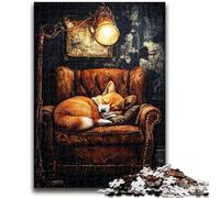 JigsawPuzzle 1000 Pieces for Teenagers Sleeping Corgi for And 14 Years And over Educational Challenge Fun Activities at Home, Birthday Gifts, Travel Gifts 26x38cm