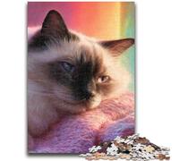 JigsawPuzzle 1000 Pieces for Teenagers Sleeping Kitten Challenging Game Toys for Is Ideal As A Gift for The Whole Family 50x75cm