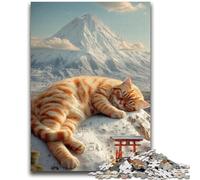 JigsawPuzzle 1000 Pieces for Teenagers Sleeping Orange Cat Challenging Game Toys for Is Ideal As A Gift for The Whole Family 26x38cm
