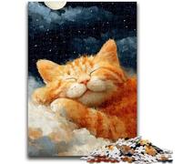 JigsawPuzzle 1000 Pieces for Teenagers Sleeping Orange Cat for Age 14+ Quiz Game Fun at Home Activities, Birthday Present,Travel Gifts 50x75cm