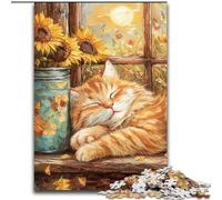 JigsawPuzzle 1000 Pieces for Teenagers Sleeping Orange Cat, Games Toys Gift Unique Birthday And Gifts for And Age 14 Years Up (size 50x75cm)