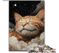 JigsawPuzzle 1000 Pieces for Teenagers Sleeping Orange Cat, Suitable for People Aged 14 And Above Challenging To Complete But Fun And Humorous Great Gift 50x75cm