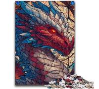 JigsawPuzzle 1000 Pieces for Teenagers Stained Glass Dragon Difficult And Challenge with Matching Poster And Trivia Sheet for Age 14 26x38cm