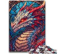 JigsawPuzzle 1000 Pieces for Teenagers Stained Glass Dragon Relax Games Educational Game for Birthday, Chrismas for And Age 14 Years Up 26x38cm