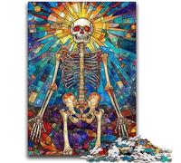 JigsawPuzzle 1000 Pieces for Teenagers Stained Glass Skull Decompressing Intellectual Educational Toy Perfect Decoration 50x75cm