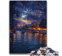 JigsawPuzzle 1000 Pieces for Teenagers Starry Night over The Seine River Vibrant And Unique Design Relaxing & Challenging Puzzle Experience 50x75cm