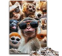 JigsawPuzzle 1000 Pieces for Teenagers Sunglasses Monkey Challenging Game Toys for Is Ideal As A Gift for The Whole Family 26x38cm