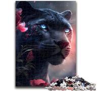 JigsawPuzzle 1000 Pieces for Teenagers The Pink Black Panther for Age 14+ Quiz Game Fun at Home Activities, Birthday Present,Travel Gifts 26x38cm