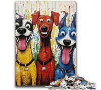 JigsawPuzzle 1000 Pieces for Teenagers Three Happy Dogs Vibrant And Unique Design Relaxing & Challenging Puzzle Experience 26x38cm
