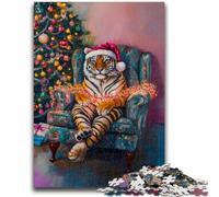 JigsawPuzzle 1000 Pieces for Teenagers Tiger on The Sofa Family Fun Fun at Home Activities, Birthday Present,Travel Gifts, for And 14 Years Old 26x38cm