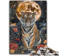 JigsawPuzzle 1000 Pieces for Teenagers Tiger Under The Moon Decompressing Intellectual Educational Toy Perfect Decoration 26x38cm