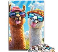 JigsawPuzzle 1000 Pieces for Teenagers Two Alpacas for Age 14+ Quiz Game Fun at Home Activities, Birthday Present,Travel Gifts 26x38cm