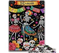 JigsawPuzzle 1000 Pieces for Teenagers Undead Skeleton Family Game Stress Reliever Difficult Challenge Artists Collection, Fine Art 26x38cm