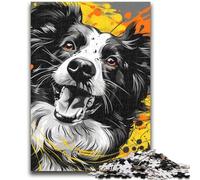 JigsawPuzzle 1000 Pieces for Teenagers Watercolor Border Collie Learning Educational Toys Family Games Enhance Love between Couples 50X75CM