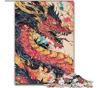 JigsawPuzzle 1000 Pieces for Teenagers Watercolor Dragon, Stress Relief with Fully Interlocking Randomly Shaped Pieces for And 14 Years Old (Size 50x75cm)