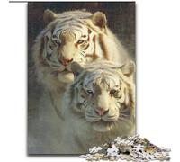 JigsawPuzzle 1000 Pieces for Teenagers White Tiger, Stress Relief with Fully Interlocking Randomly Shaped Pieces for And 14 Years Old (Size 50x75cm)