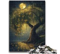 JigsawPuzzle 1000 Pieces for Teenagers Willow Tree Under The Moon Stress Reliever Difficult Challenge Deal As Gifts for The Whole Family 50x75cm