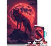 JigsawPuzzle 1000 Pieces for Teenagers Wolf Under The Blood Moon,Brain Intelligence Challenge Addictive Toys Birthday Present,Gifts,Wall Art (75x50cm)