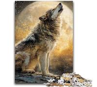 JigsawPuzzle 1000 Pieces for Teenagers Wolf Under The Moon Difficult And Challenge with Matching Poster And Trivia Sheet for Age 14 26x38cm